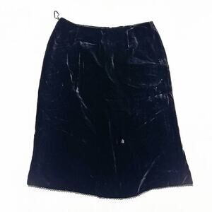 Ralph Lauren Silk Rayon Faux Velvet Black Midi Skirt Size 8